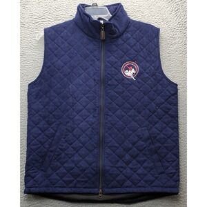 Equine Couture Polo Quilted Vest Mens L Navy Newport Mock Neck Sleeveless Zipper